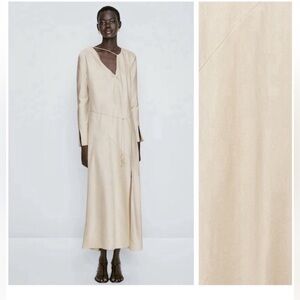 Massimo Dutti Satin Cream/Gold dress